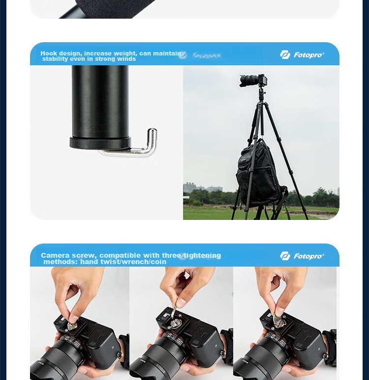 Штатив Fotopro S4 PRO+42QP с панорамной шаровой головкой для фотокамер Sony, Canon, Nikon
