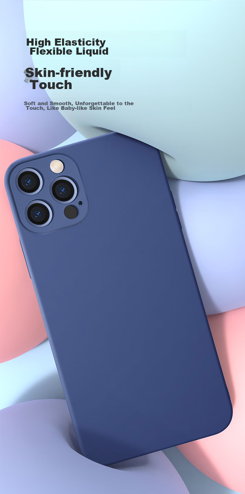 Чехол PISEN для iPhone 12, гибкий жидкий силикон, защита от падений, полный охват, черный