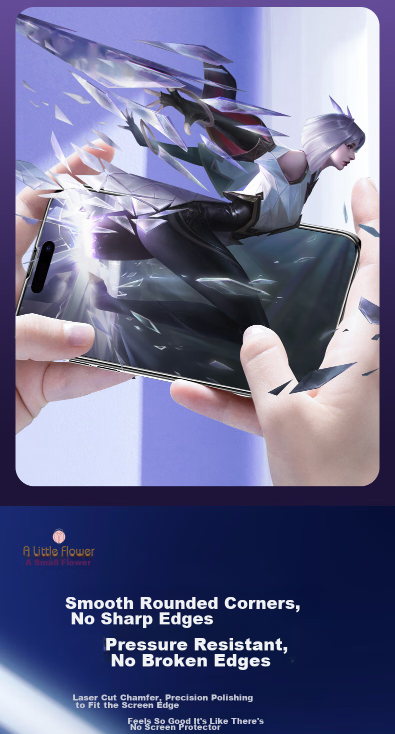 Защитное стекло ALittleFlower для iPhone 14 Pro Max, противоударное, ультратонкое, HD Clear, полное покрытие экрана