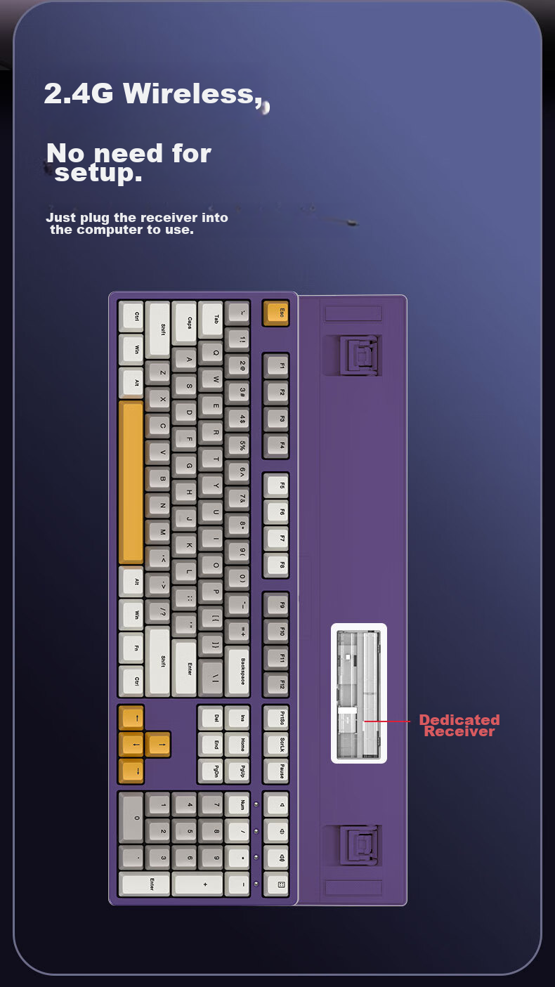 Беспроводная механическая клавиатура ikbc W210, 108 клавиш, Cherry MX Brown, беспроводная, серая