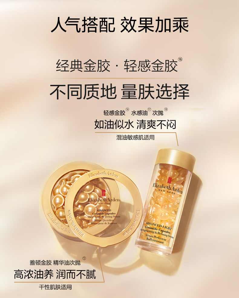 伊丽莎白雅顿第II代粉胶次抛A醇精华+金胶胶囊套组维稳修护补水礼物