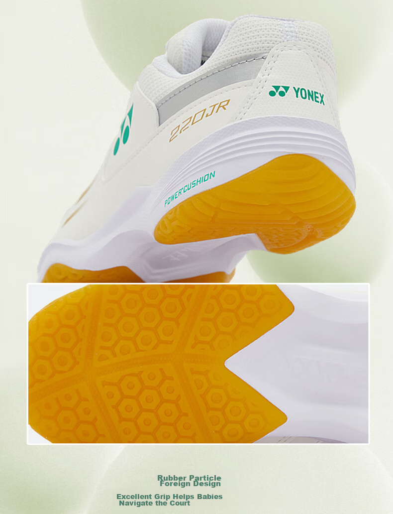 Кроссовки для бадминтона YONEX SHB220JRCR, детская модель, противоскользящие, амортизирующие, комфортные, цвет бежевый, размер 36