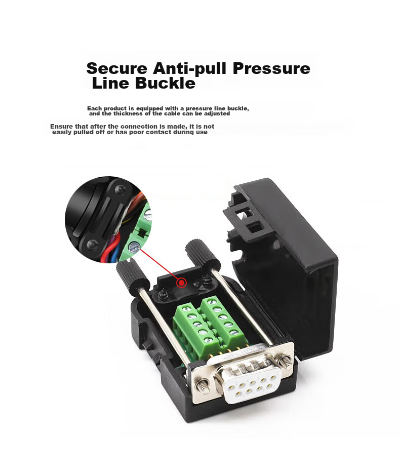 KSRGB DB9 Solderless Connector, RS232/485/422 Serial Port Head, No-Solder 9-Pin Terminal Block, COM Port Adapter (Screw Rod, Female Head, 5-Piece Set), KS-D