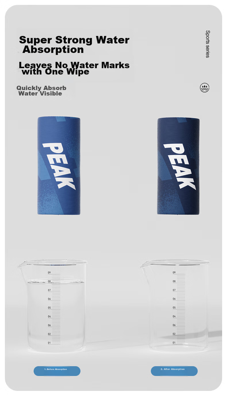 Спортивное полотенце PEAK, впитывающее пот, для плавания, фитнеса, бадминтона, охлаждающее, для умывания и купания, YHZ4676 синее