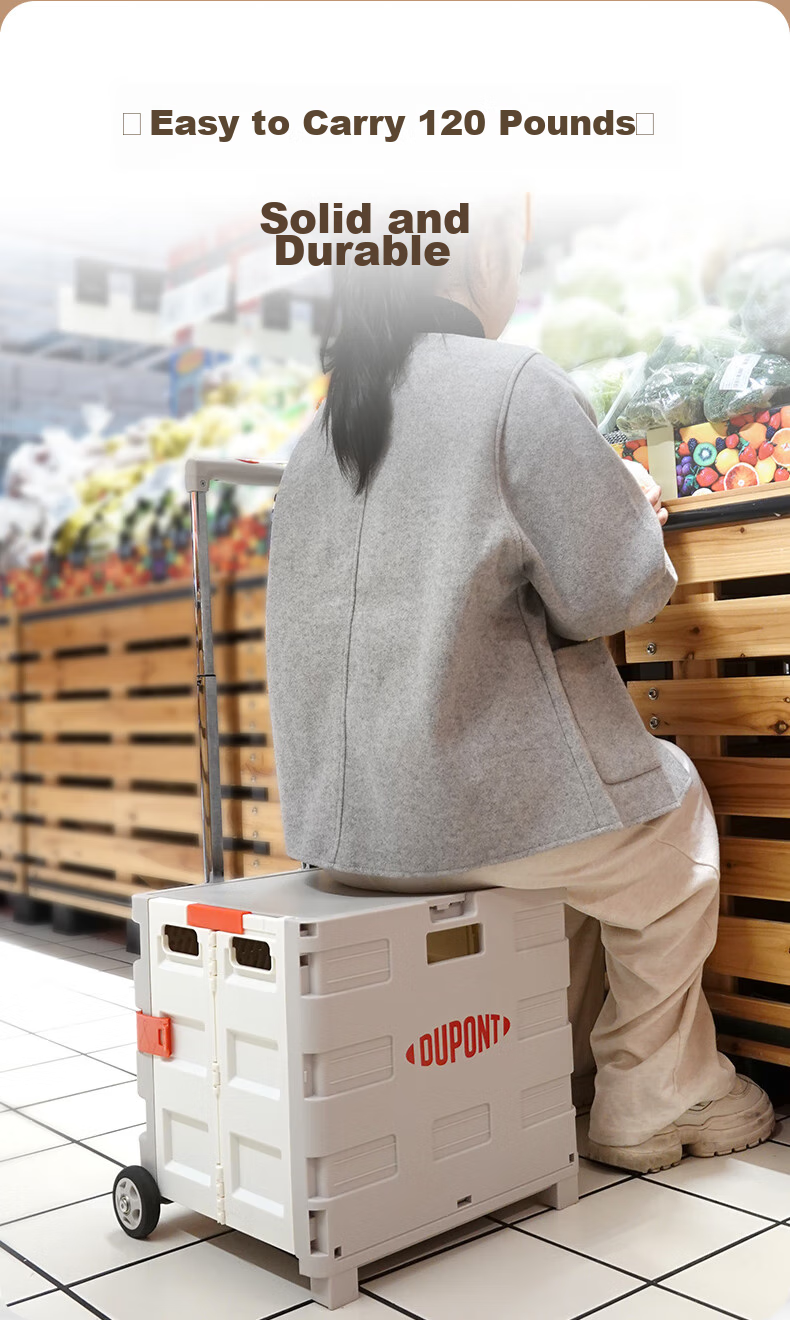 Тележка хозяйственная DU PONT Supermarket Shopping Trolley, складная, 4 колеса, 50 л
