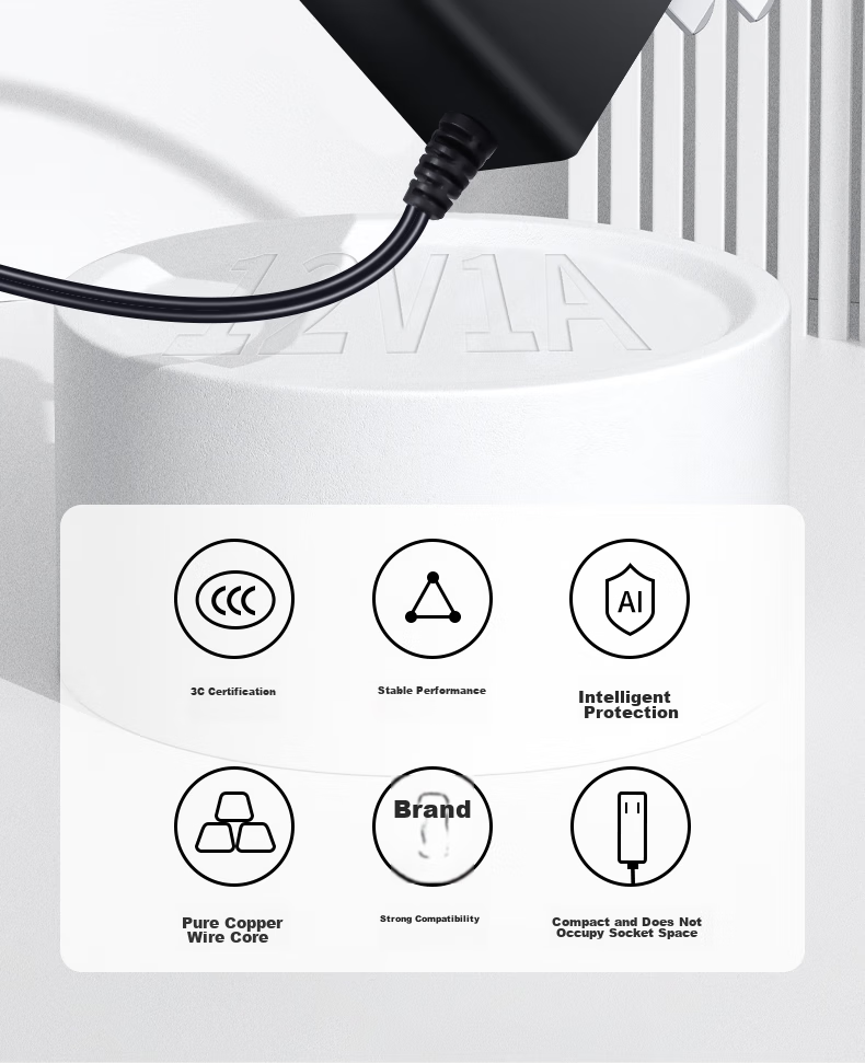 Адаптер питания Youpin 12V 1A, универсальный, для роутера, монитора, камеры, 5.5*2.5/2.1 мм