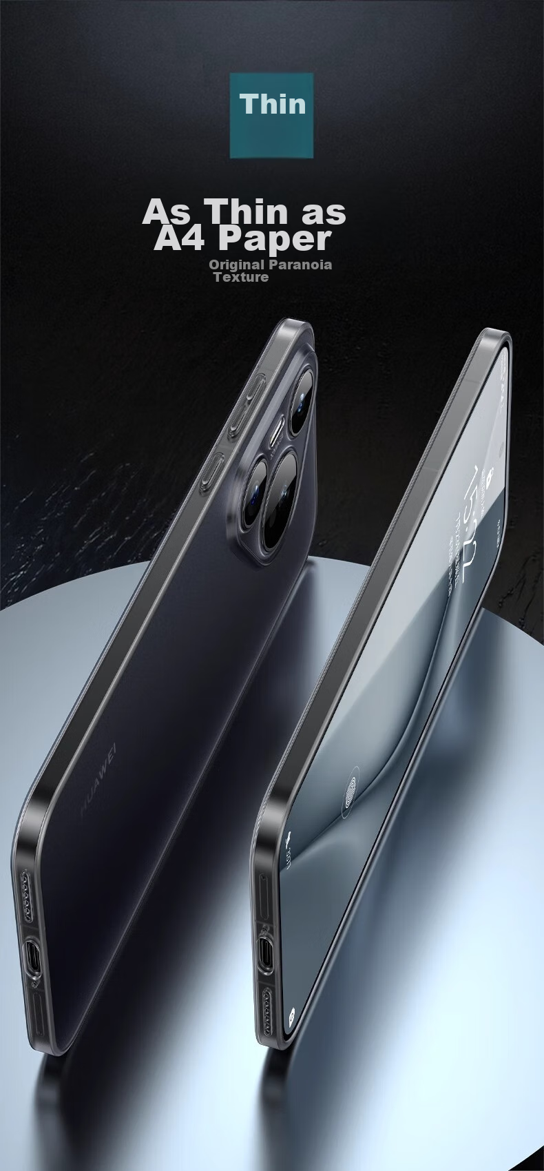 DIVI Чехол для Huawei Pura70 Pro, ультратонкий, матовый, полупрозрачный, черный