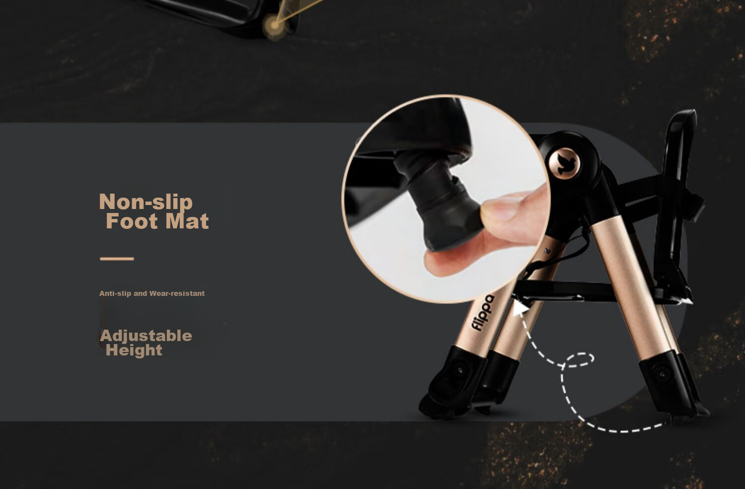 Детский стульчик для кормления Apramo Jazz Black Limited Edition, складной, портативный