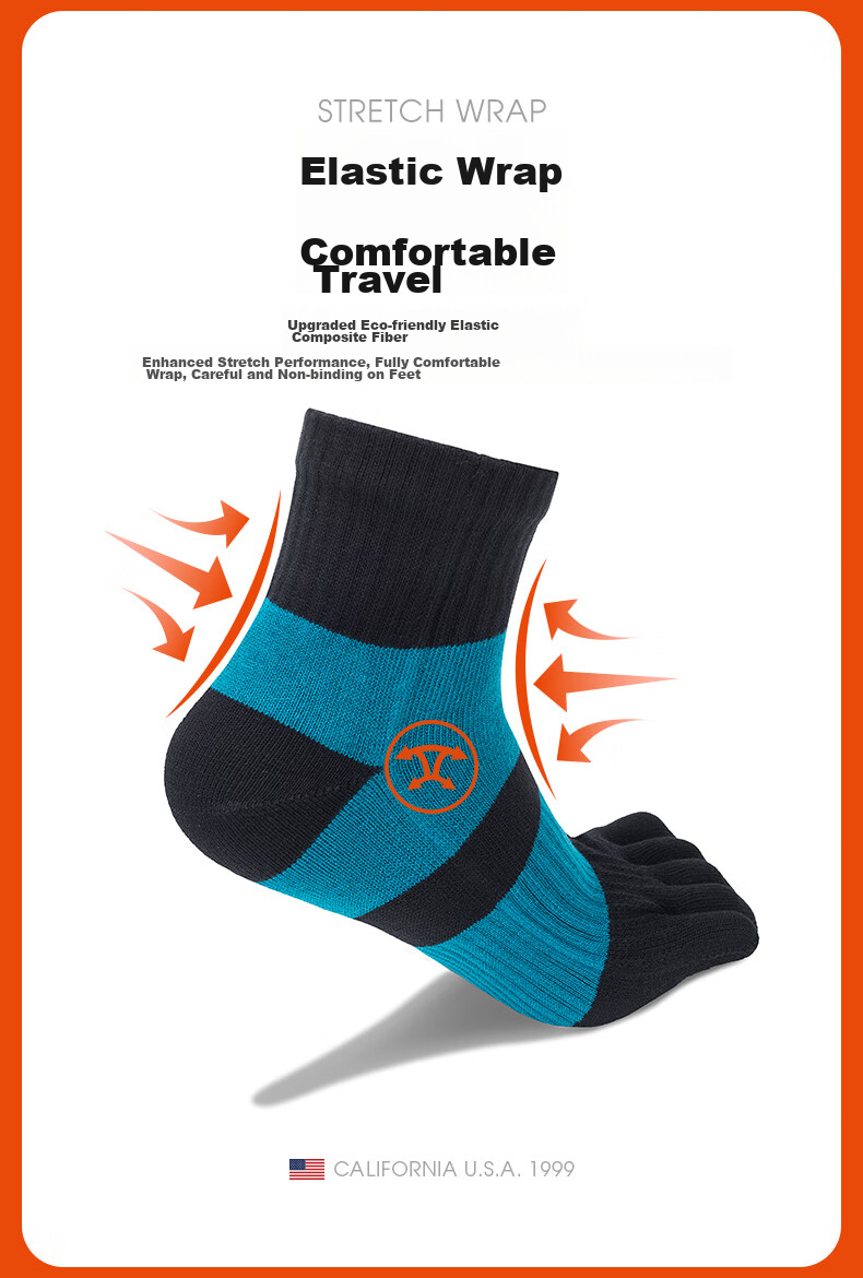 Носки TFO Competition-Grade Five-Toe Outdoor Socks, дышащие носки для хайкинга, носки для скалолазания, мужские, светло-серые