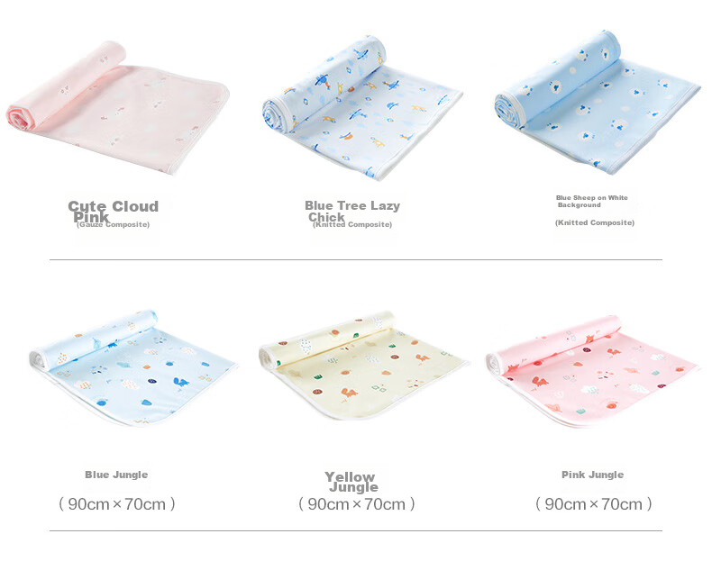 Детская непромокаемая пеленка PurCotton, 90x70 см, хлопковая, водонепроницаемая, дышащая, многоразовая
