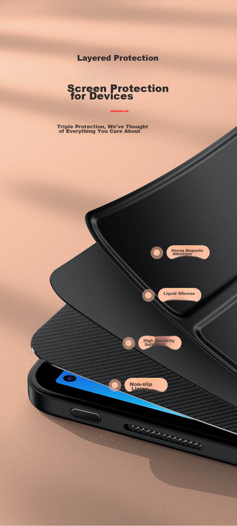 Защитный чехол BIAZE для планшета Huawei MatePad Pro 11 дюймов, трехскладная подставка, полноразмерная защита, тонкий, противоударный, черный