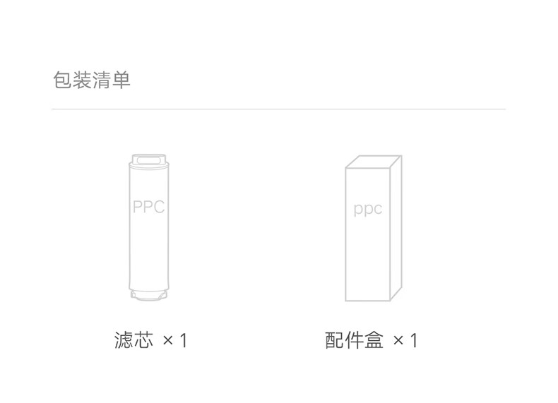 小米净水器复合滤芯PPC  适用于米家1000G 双核1000G 1200G Q800G