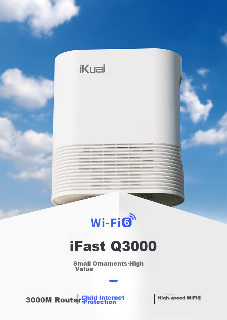 Wi-Fi роутер iKuai Q3000, Gigabit WiFi 6 AX3000, двухдиапазонный, 3 LAN порта
