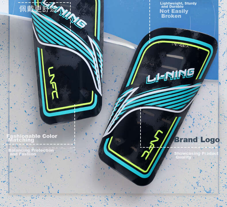 Щитки для ног Li-Ning, профессиональная спортивная защитная экипировка для детей и взрослых, черные с зеленым, размер M