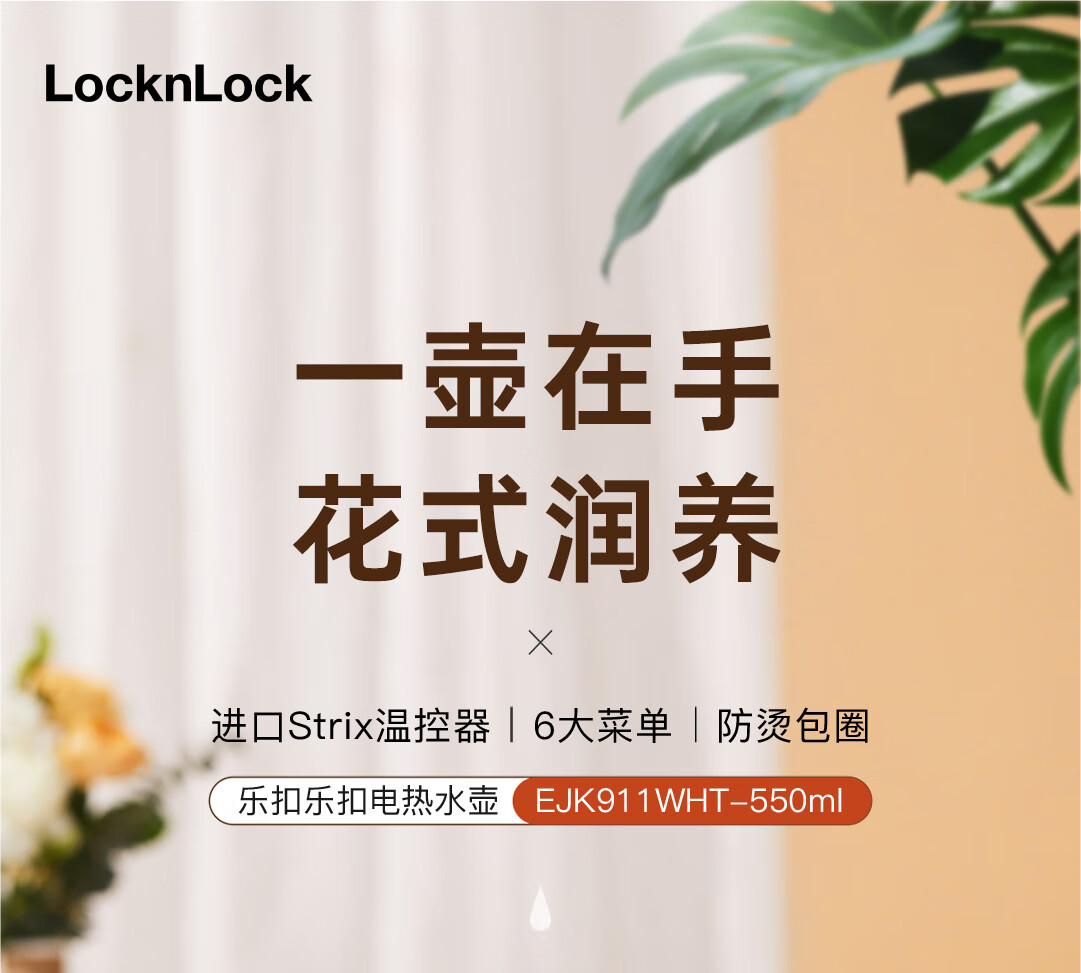 LocknLock 乐扣乐扣 养生壶迷你烧热水壶恒温电水壶煮茶器壶便携养生杯送礼物即热饮水机办公室 白色