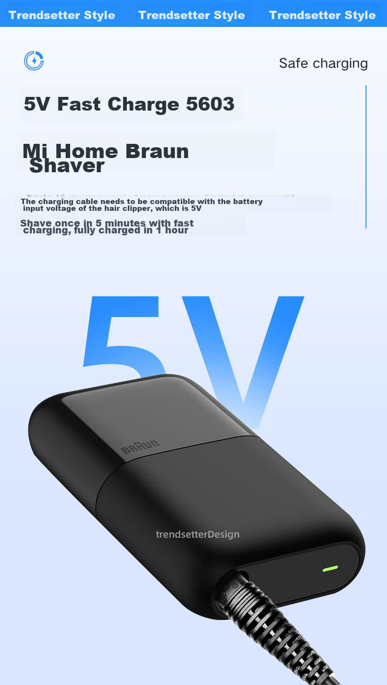 Зарядный кабель Trendsetter USB для электробритвы Xiaomi Mijia Braun Shaver 5603