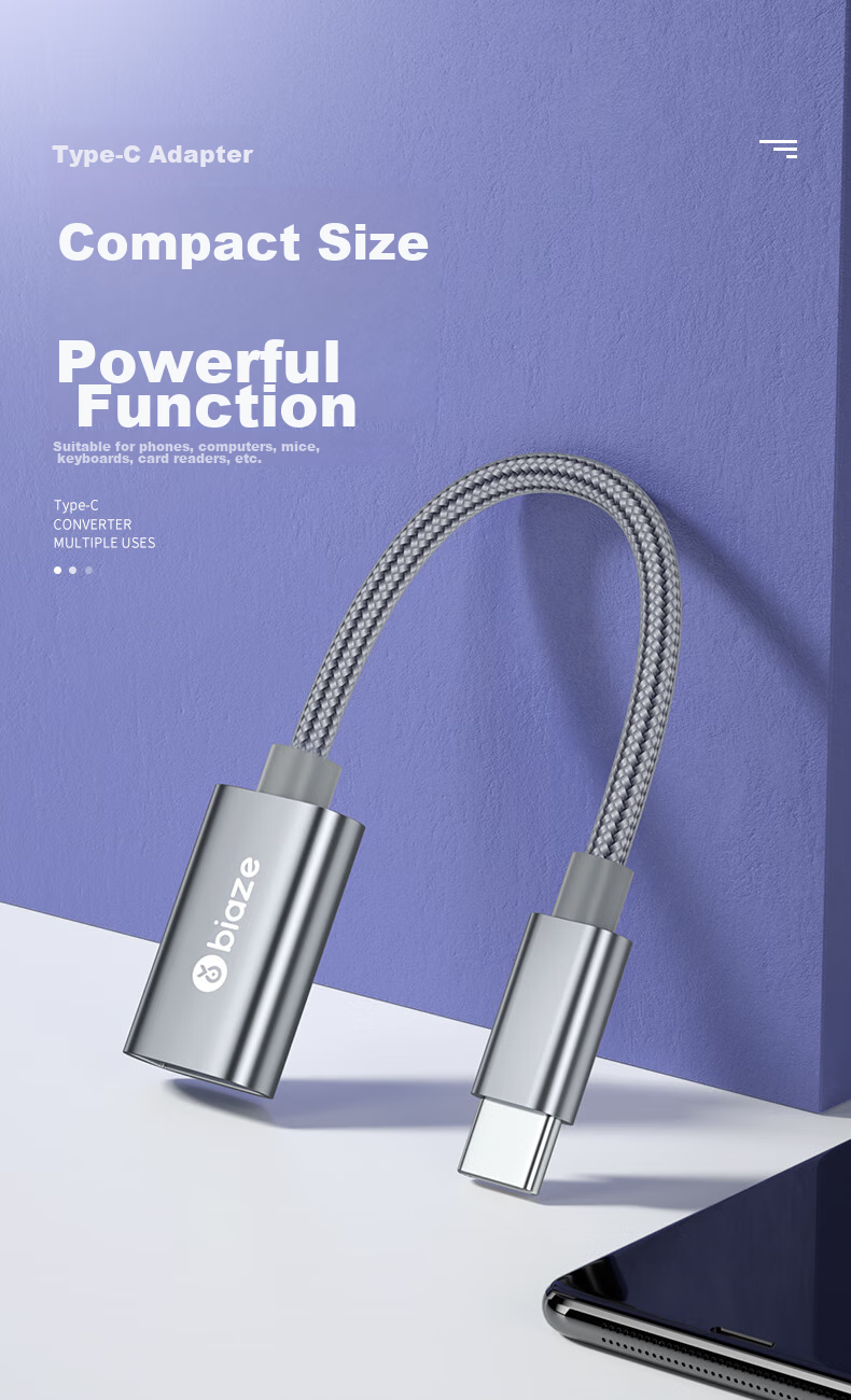 Кабель BIAZE OTG, адаптер Type-C на USB, конвертер USB-C Female в USB Male для телефонов Android, Apple, компьютеров MacBook, подключение USB-накопителей
