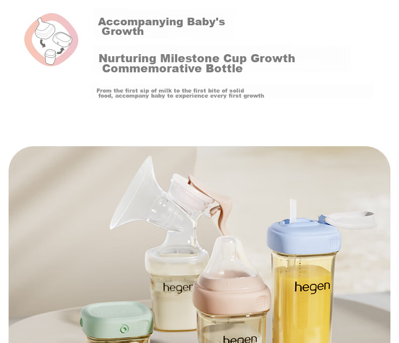 Бутылочка для кормления HEGEN Baby Bottle Set, PPSU, 150мл + 240мл, с крышками для хранения, набор из 2 шт., цвет "Morandi"