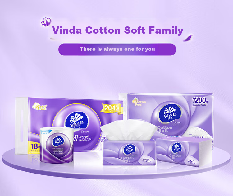 Бумажные полотенца Vinda Cotton Soft, 3 слоя, 90 листов в упаковке, 20 упаковок в коробке, размер S