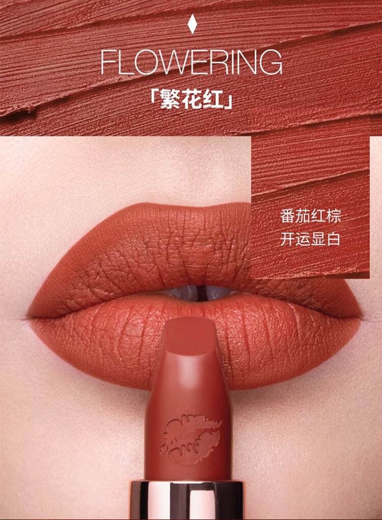 Charlotte Tilbury摩登雾感唇膏吻痕3.5g显白红棕豆沙色哑光滋润显白口红