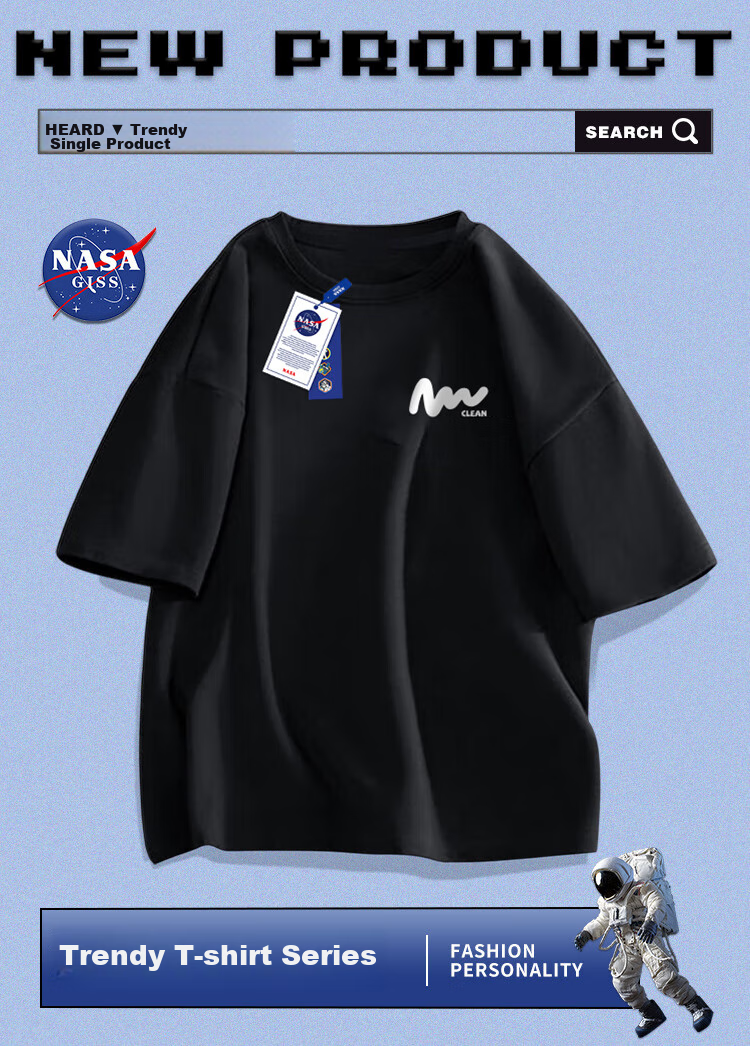 Футболка NASA GISS для мужчин, летняя, свободная, повседневная, с круглым вырезом и коротким рукавом, темно-синяя, L