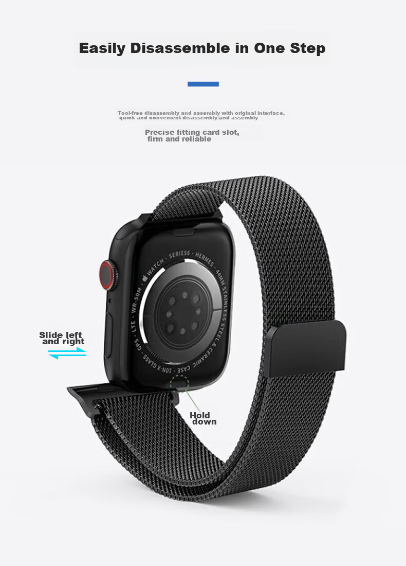 Ремешок KMaxAI Milanese Loop для Apple Watch Series 11/Ultra, стальной магнитный, розовый