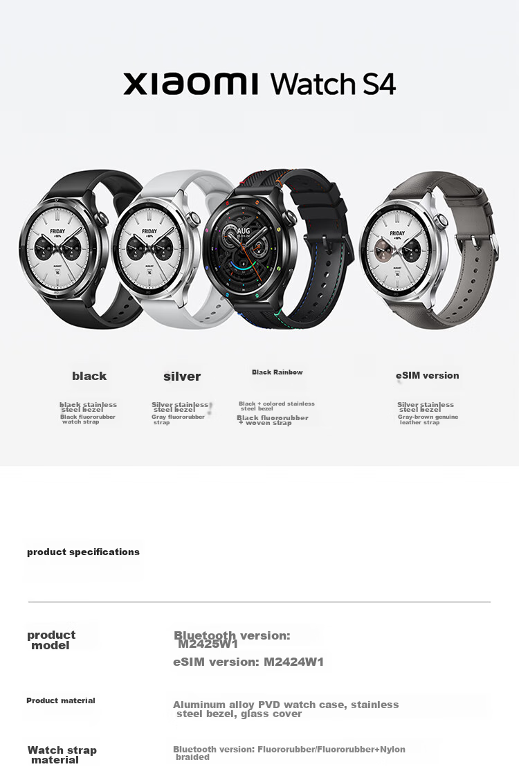 Умные часы Xiaomi Watch S4, черный, с измерением кислорода в крови и NFC