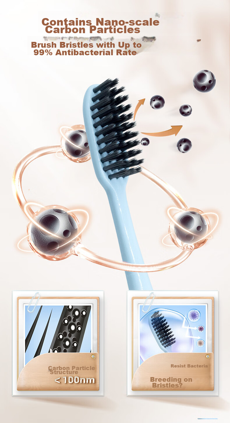 Зубная щетка DARLIE Charcoal Deep Cleaning, импортированный уголь, нано-угольная антибактериальная, 4 шт.