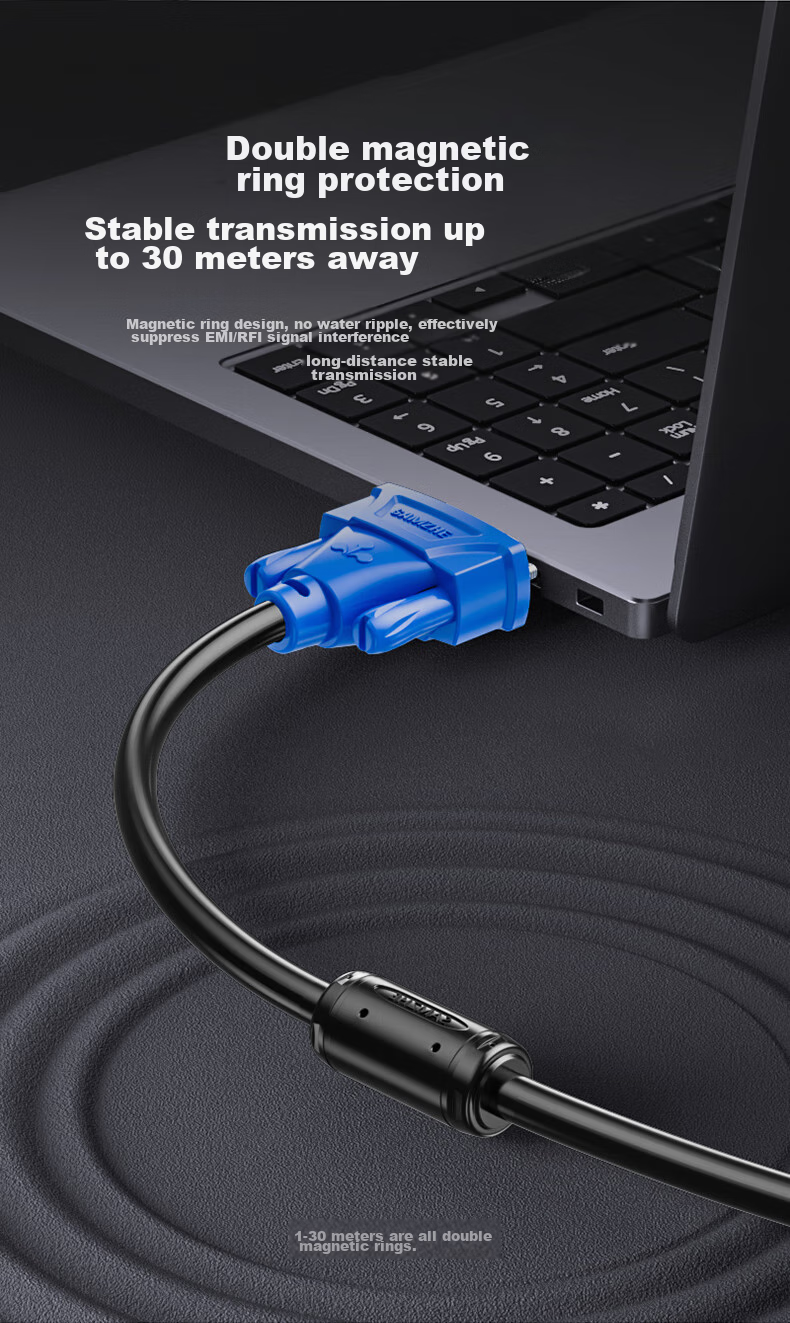 Кабель SAMZHE VM-1050 VGA Male to Male, 5 метров, черный