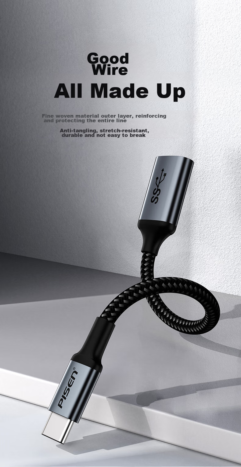 Переходник PISEN Type-C на USB 3.2 OTG, кабель данных, совместимый с Apple 17/16/15, телефонами Huawei, автомобильным зарядным устройством, USB-накопителем, планшетом, ноутбуком, наушниками, клавиатурой, мышью