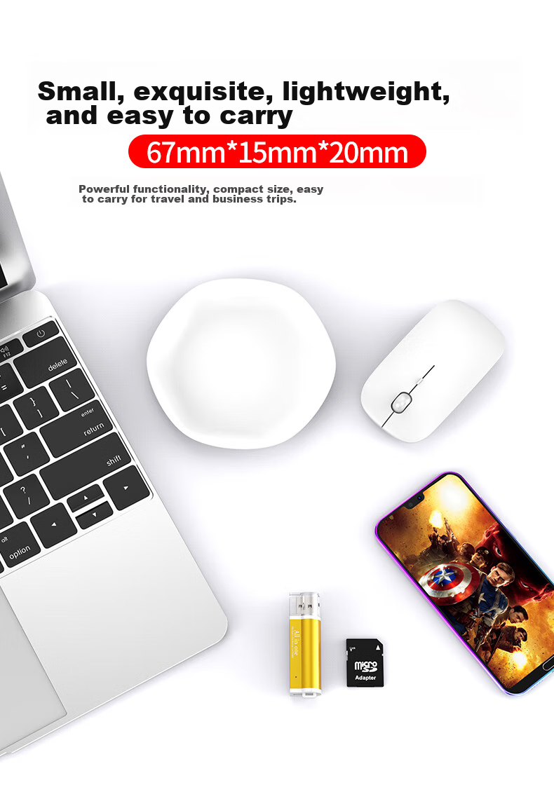 LinkStone USB 2.0 картридер SD/TF/CF/XD/MS, алюминиевый корпус, черный