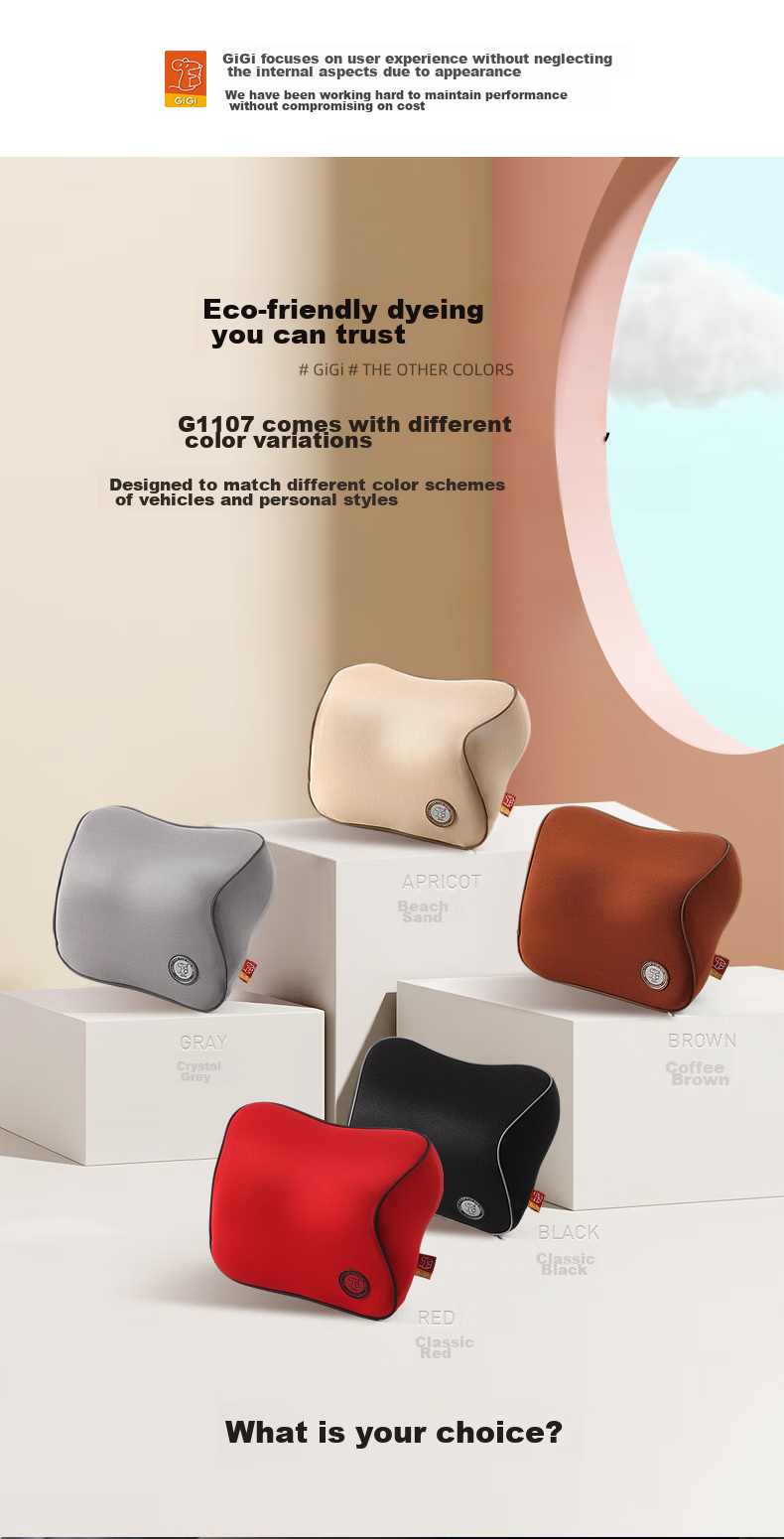 Подушка под голову GiGi G-1107 Space Memory Foam, автомобильная, для водителя, бежевая