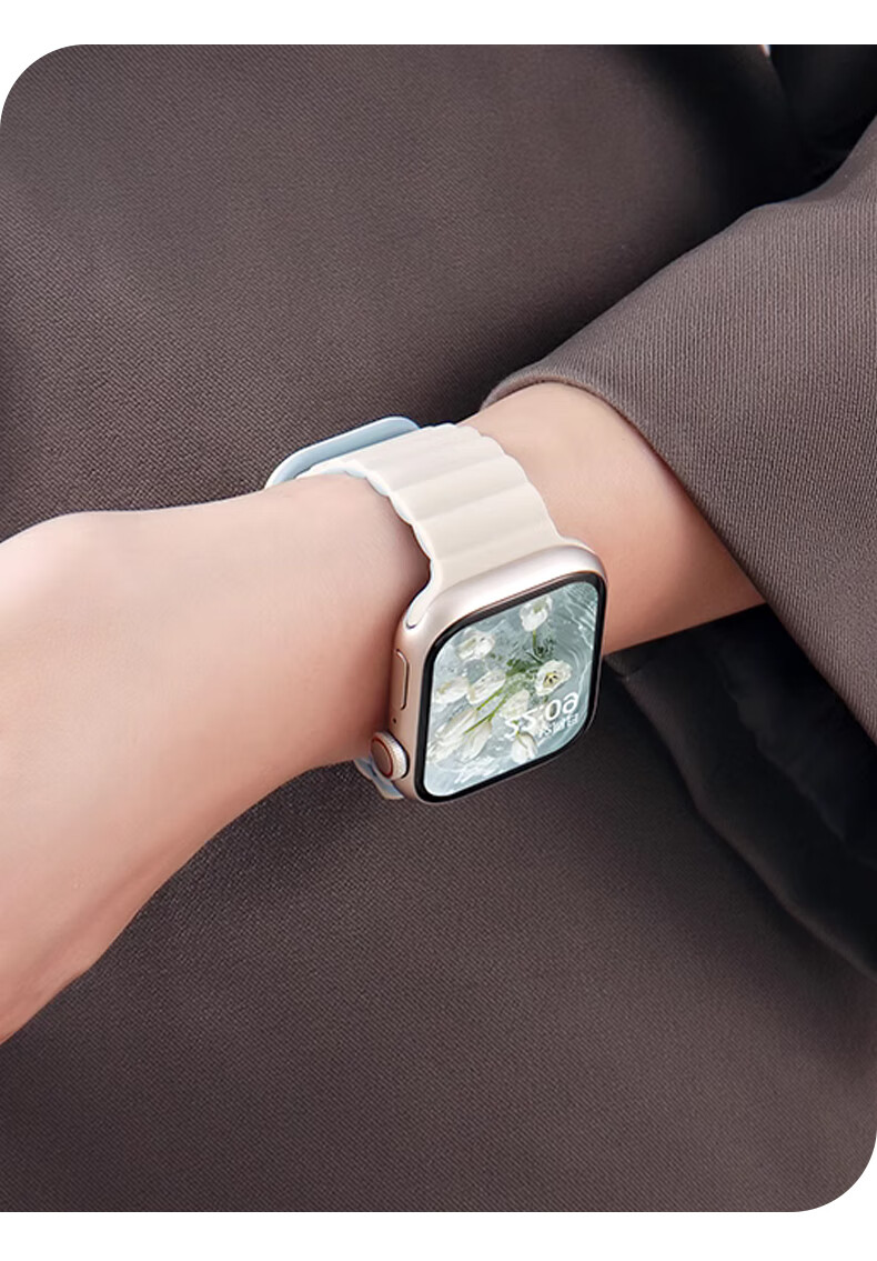 Ремешок Mashi для Apple Watch, силиконовый с магнитной застежкой, для Apple IWatch Ultra 3/S11/10/9/8/7/6/SE3, цвет "Звездное сияние" с синим, 38/40/41/42 мм