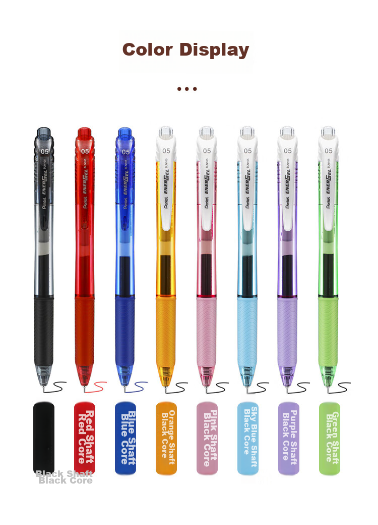Pentel BLN105 Ручка гелевая, 0.5мм, синий корпус, черный чернила, одноразовая