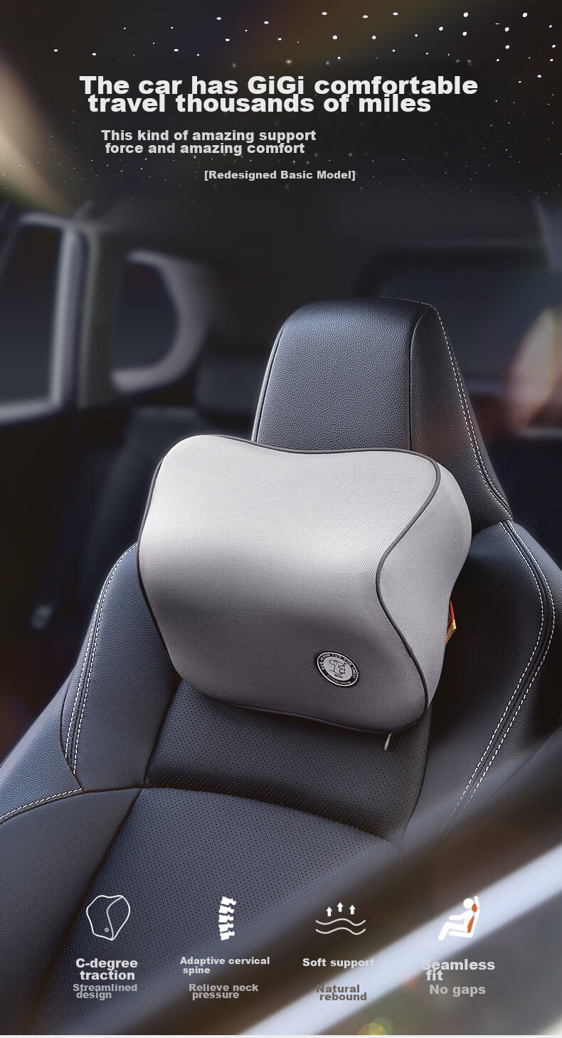 Подушка под голову GiGi G-1107 Space Memory Foam, автомобильная, для водителя, бежевая