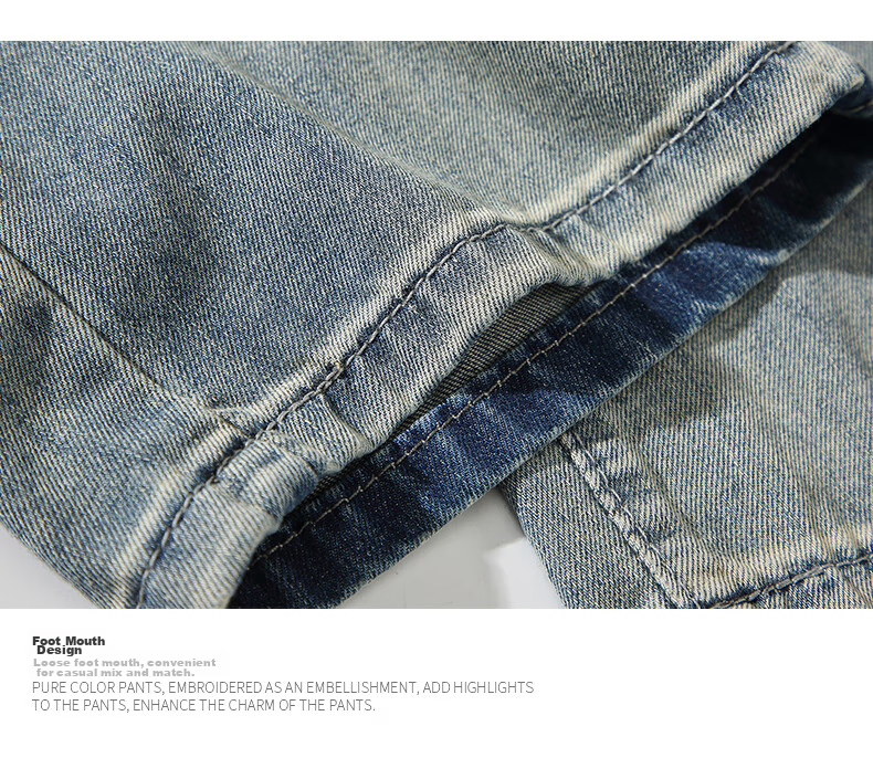 Джинсы MMOPTOP American-Style High Street Casual Washed Jeans для мужчин, осень-зима, свободные винтажные прямые штаны Y03, светло-голубой, 3XL