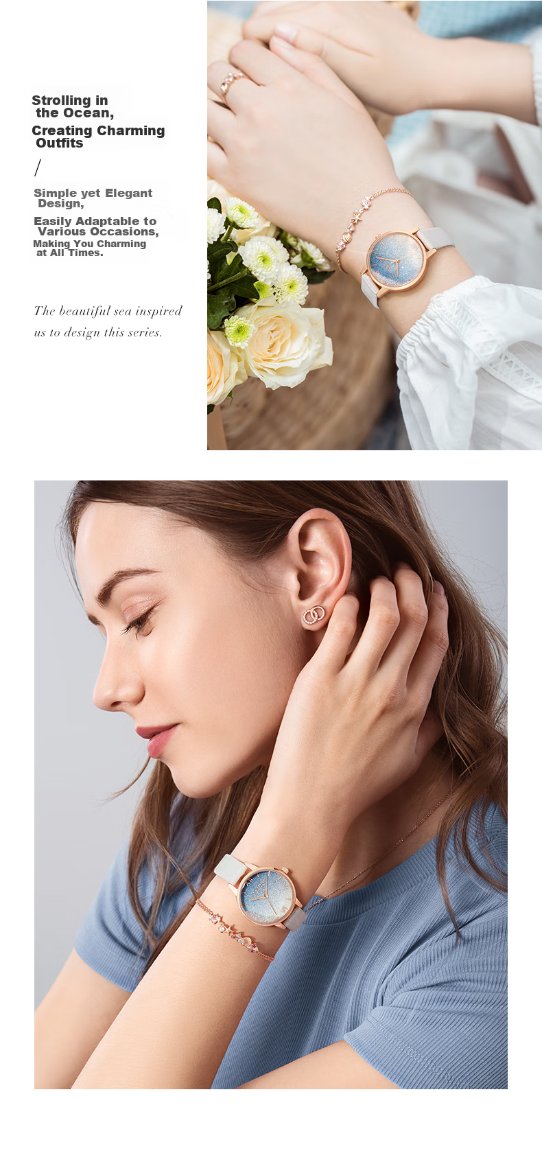 Женские часы OLIVIA BURTON OB16US26, кварцевые, синие, кожаный ремешок, диаметр 30 мм