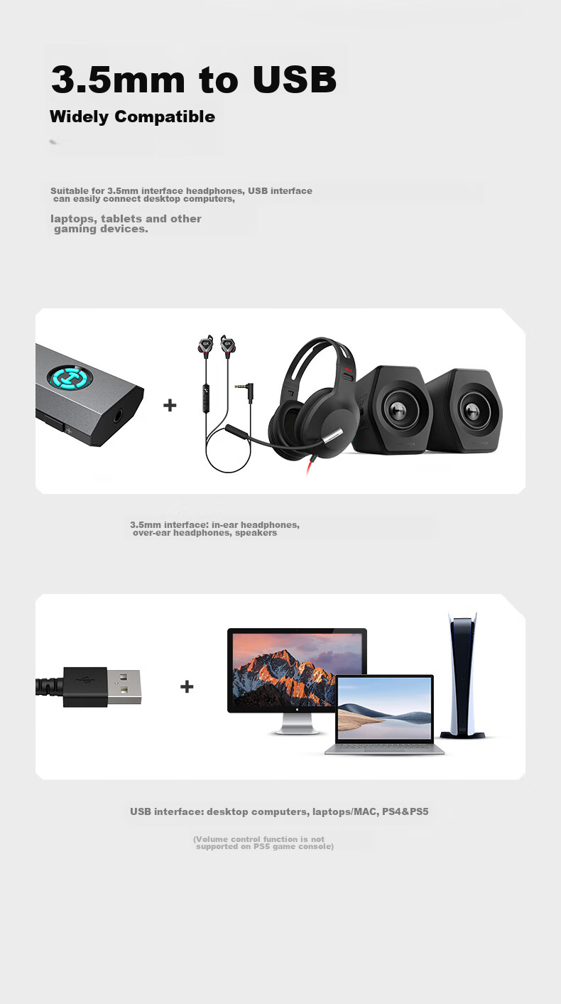 Внешняя звуковая карта EDIFIER HECATE GS03 USB to 3.5mm, 7.1, совместимая с PS4/5