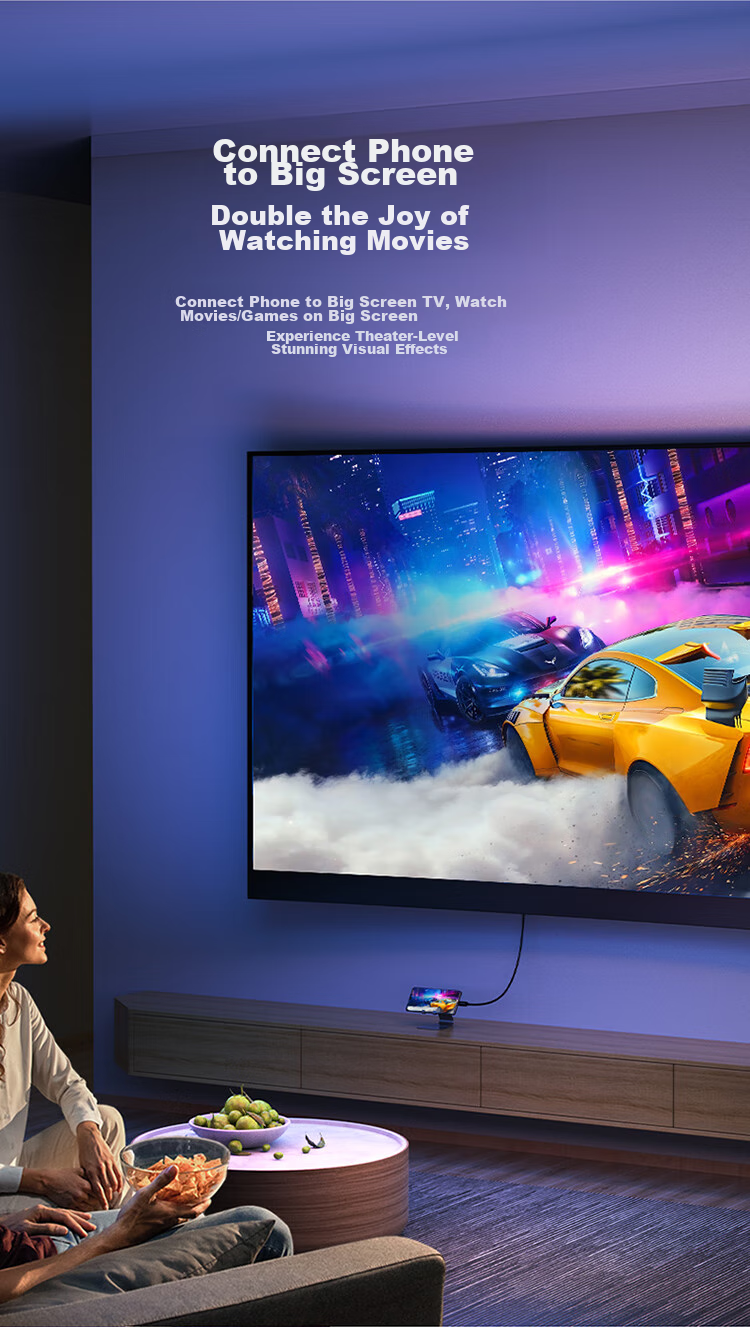 Кабель Shengwei Type-C - HDMI, адаптер 4K для Apple 16/15 Huawei P60, подключение ноутбука/телефона к монитору/телевизору, 1.8 метра, ACH1018G