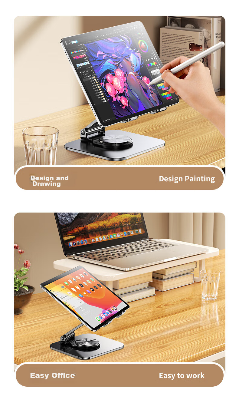 Подставка для планшета Shuotu, настольный держатель для iPad, ленивая металлическая складная подставка с вращением на 360 градусов, универсальная металлическая подставка для телефона для игр, прямых трансляций, рисования PUBG, просмотра сериалов