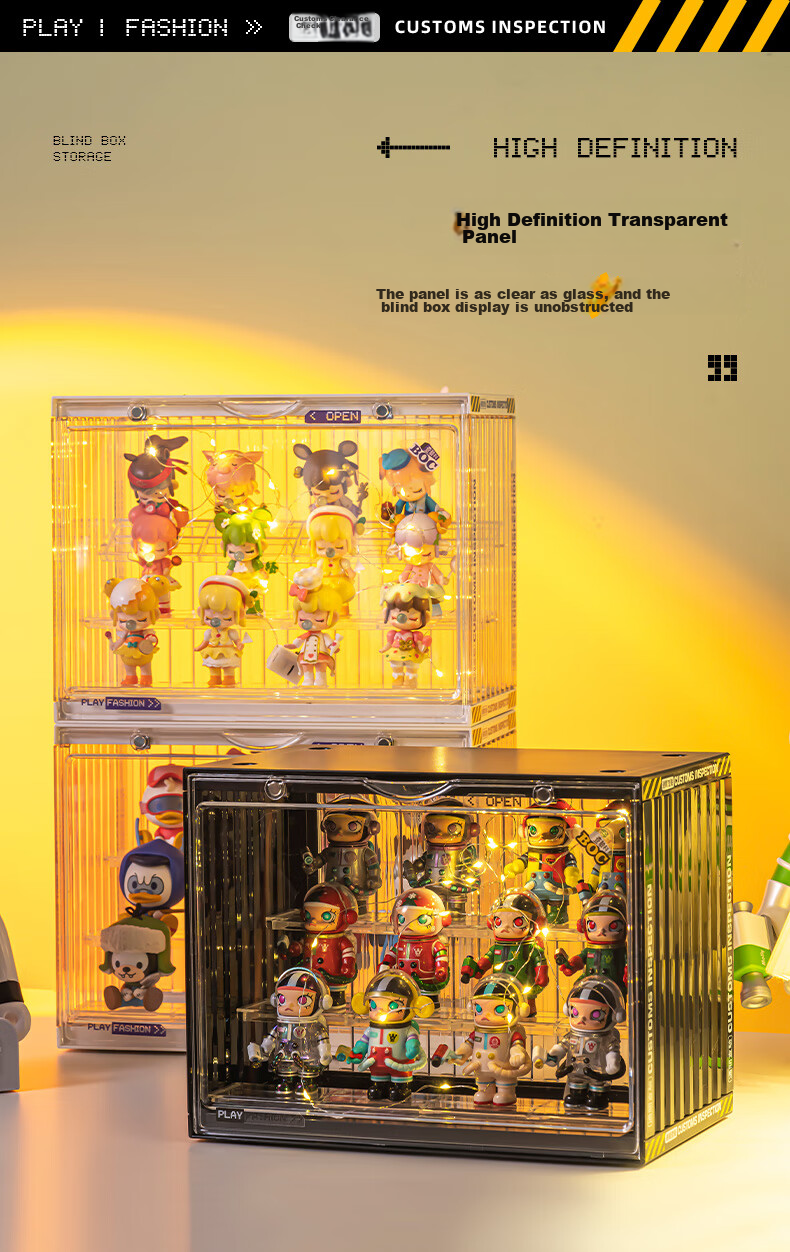Витрина для демонстрации игрушек JEKO&JEKO, прозрачная, многоуровневая, для фигурок, для Pop Mart Labubu, 3 яруса