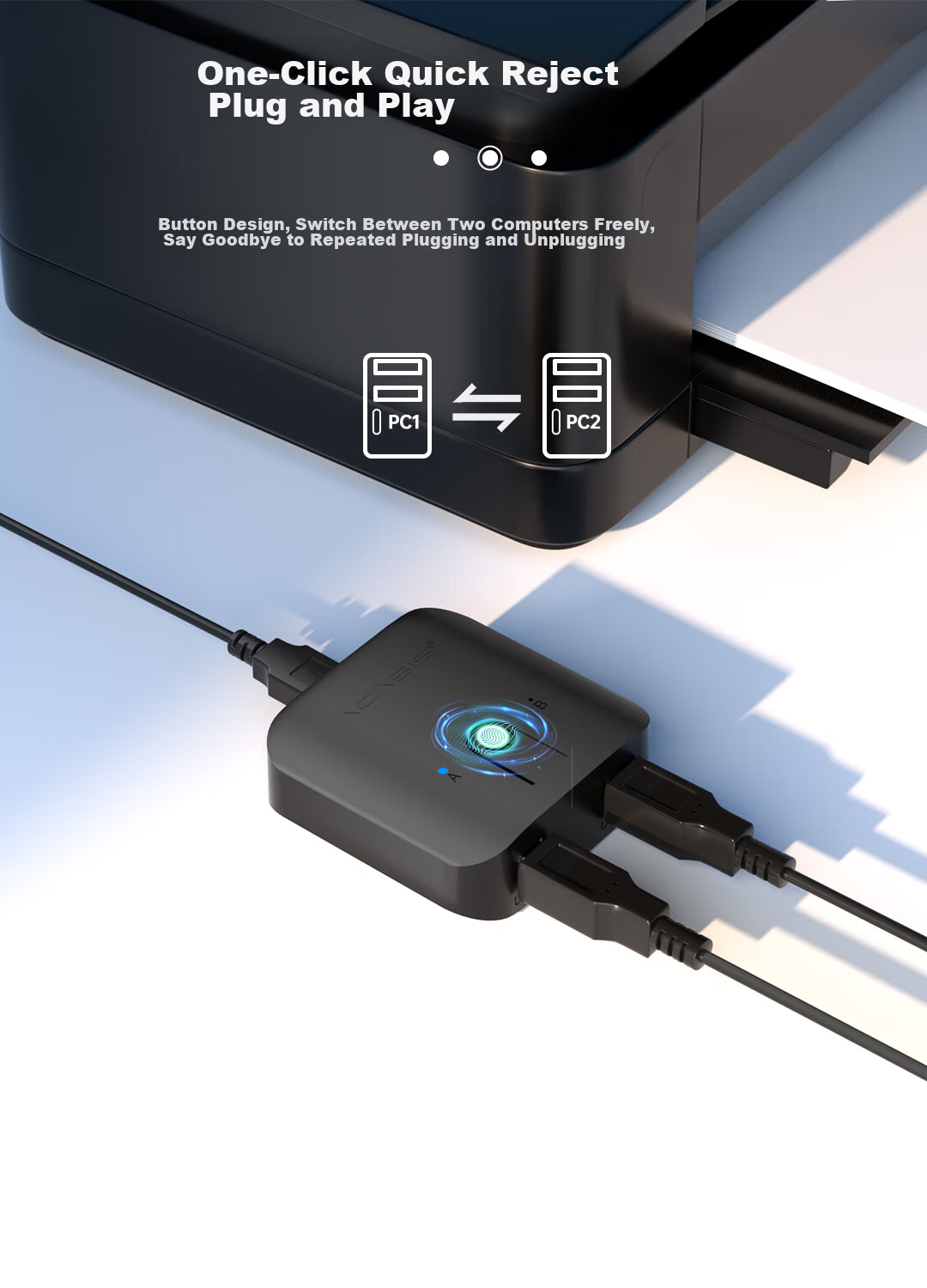 USB 3.0 коммутатор Acasis, 2 порта, для принтера, клавиатуры, мыши, USB-накопителя, черный