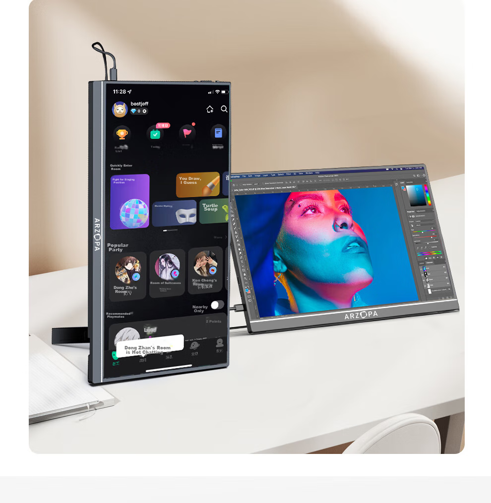 Портативный монитор ARZOPA A1 GAMUT 15.6" Full HD (1920x1080), IPS, 60Hz, 16:9, HDR10, черный