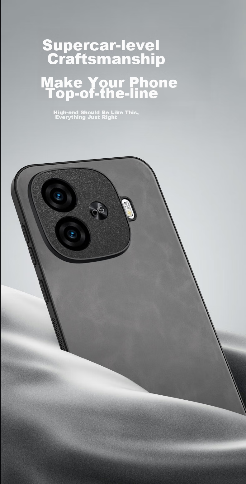 Защитный чехол HotFire для Vivo IQOO Z9 Turbo/iQOO Z9 Turbo+, кожаный, противоударный, простой стиль, черный