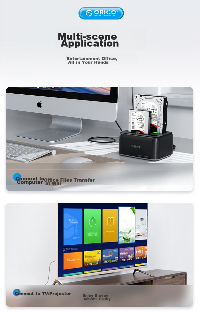 Внешний корпус ORICO 6819C3 для HDD/SSD 2.5/3.5 дюйма SATA, Type-C 3.2 Gen2 (10Gbps), черный