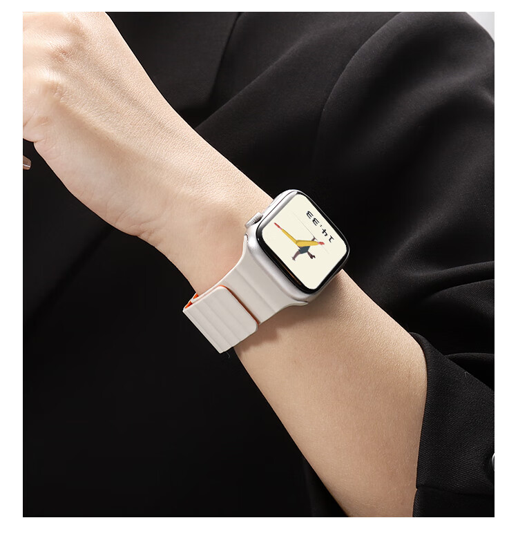 Ремешок MSSM для Apple Watch, магнитный силиконовый, для Ultra3/S11/10/9/8/Se3, спортивный, чайный белый с синим, 49/46/45/44 мм