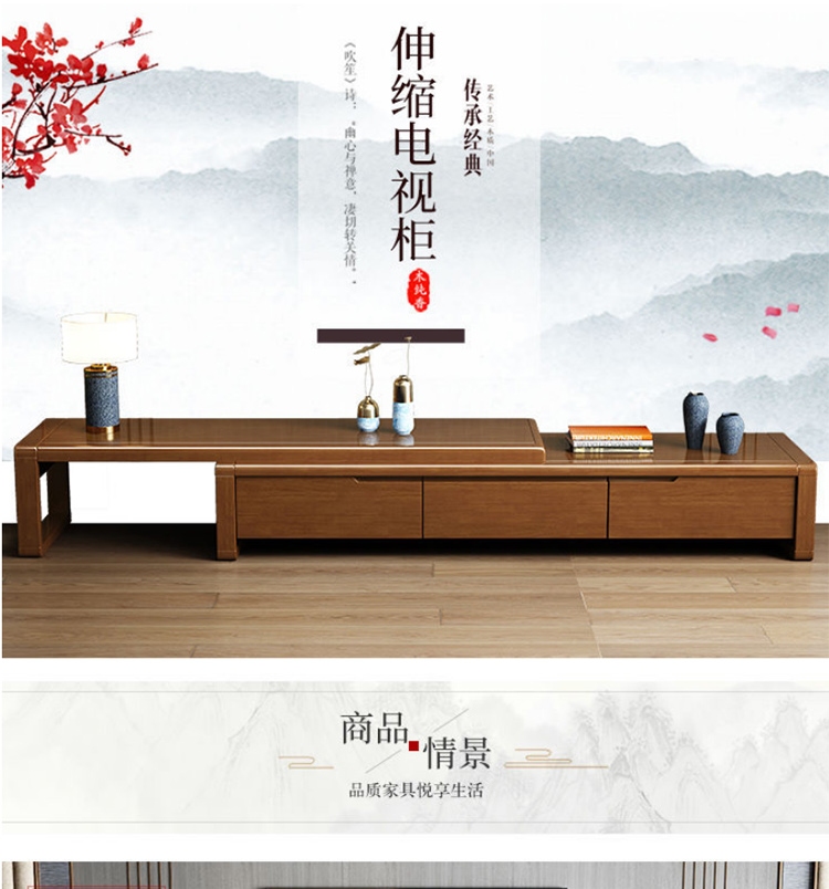 AEY 简约伸缩款电视柜现代小户型客厅地柜  普通款