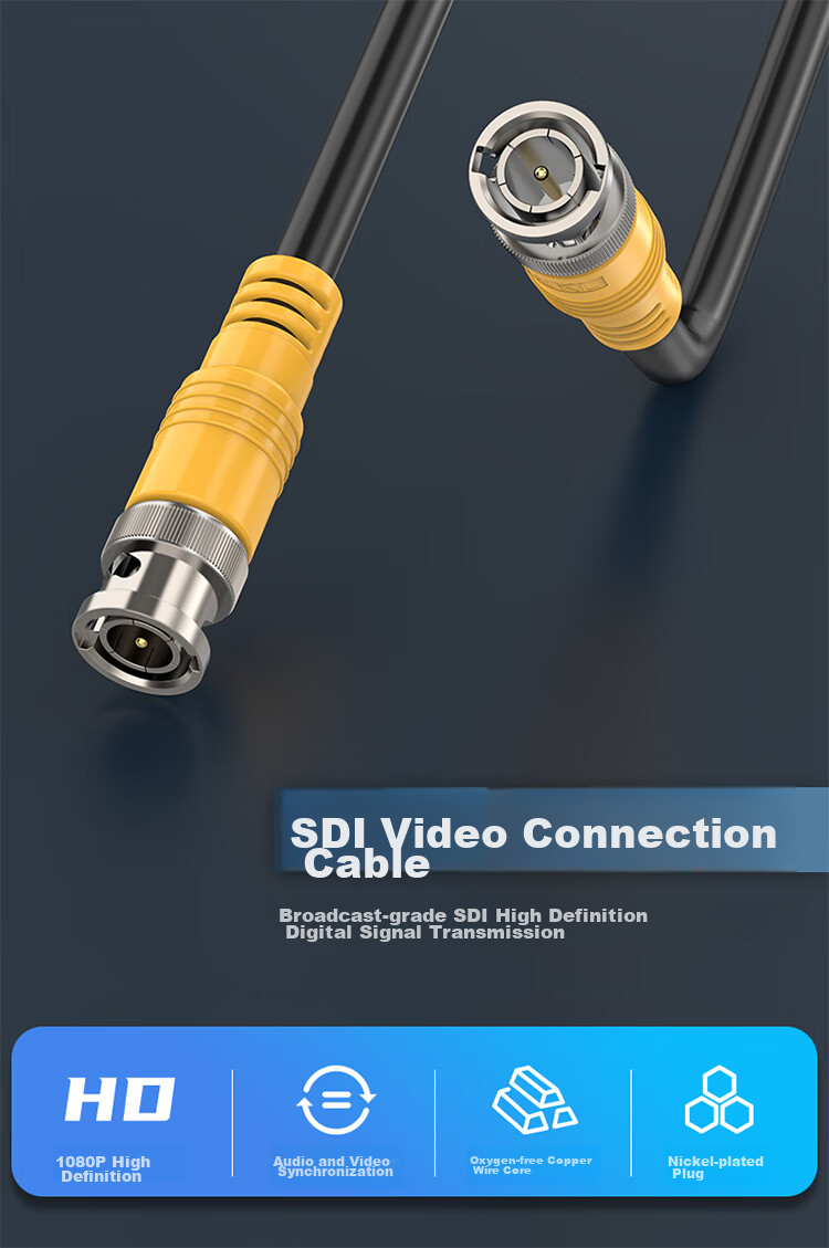 Кабель eKL HD-SDI/3G SDI, 1 метр, разъем BNC, чистая медь 75-5, поддержка 1080P, для камер видеонаблюдения SDC010