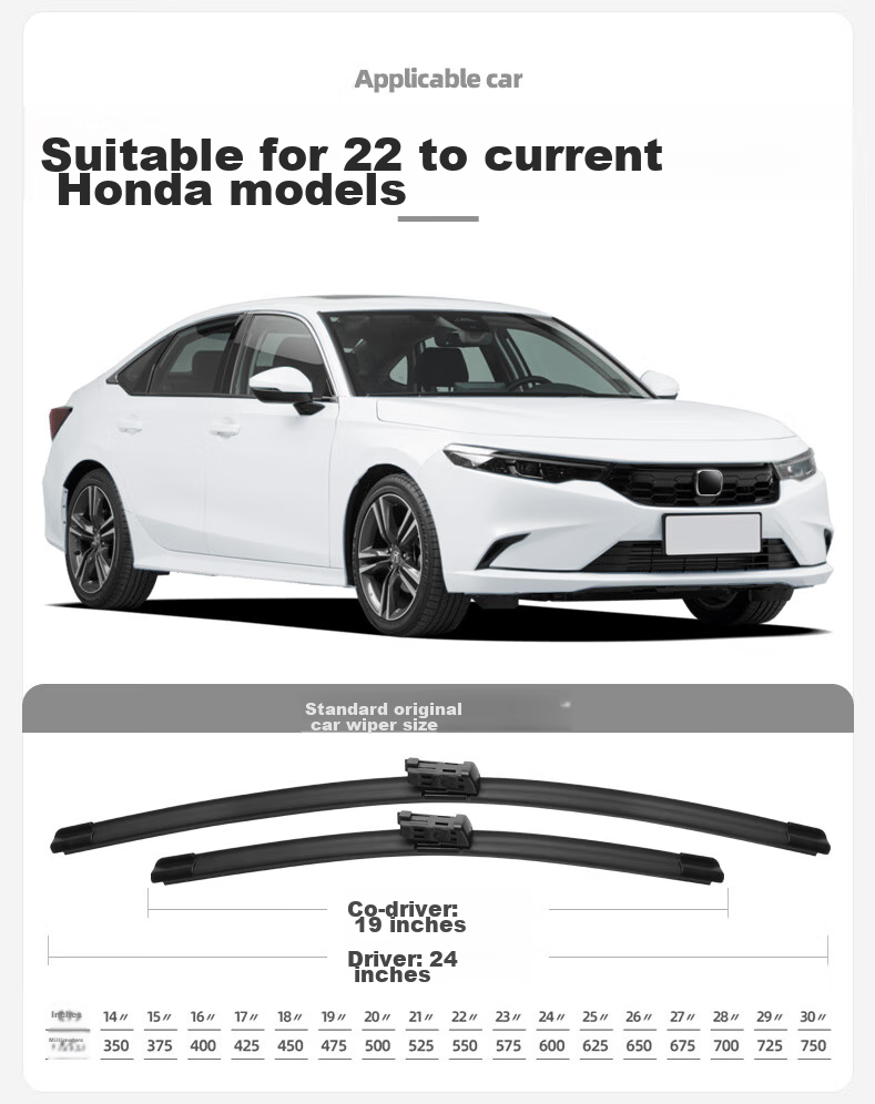 Комплект дворников Paisu для Honda Civic 2022-2025, бескаркасные, 24 и 19 дюймов, резиновая лента, тихие, оригинальные