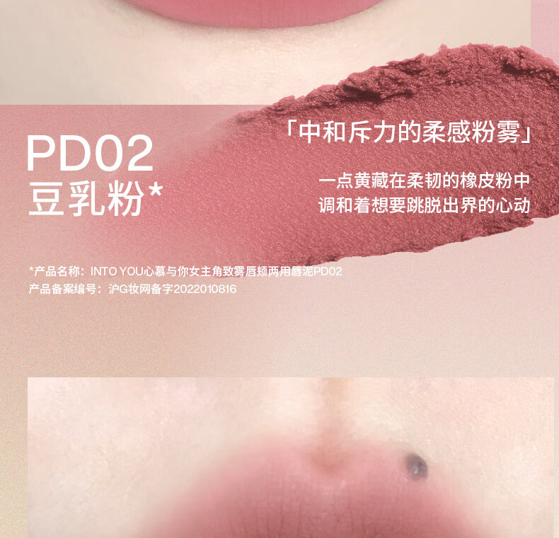 INTO YOU罐装唇泥哑光唇颊两用生日礼物女学生素颜唇彩 PD01磁力玫5g